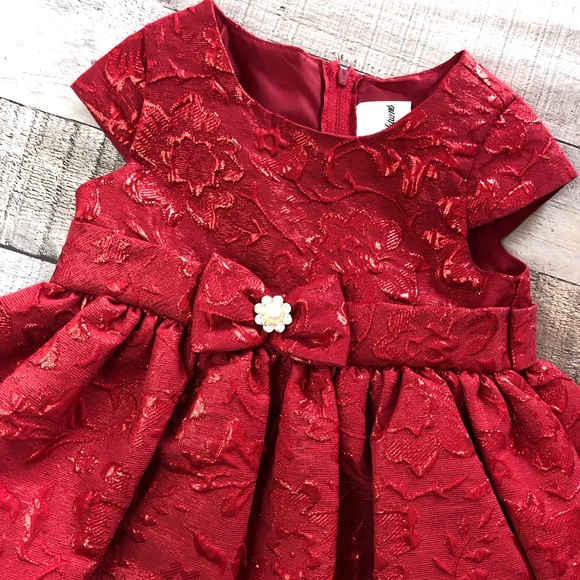 Red Rare Editions Knee Length Formal A-Line Baby Dress Size 18 mos (months) - Picture 3 of 11